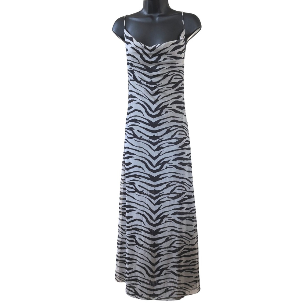 NWT‎ Zara Zebra Print Midi Dress Sz S Cowl Neck